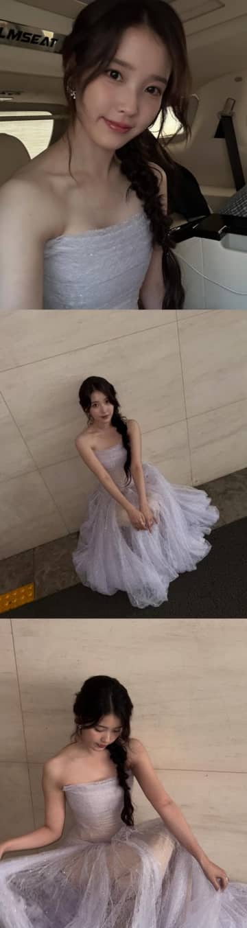 歌手IU、“透け感”際立つ肩出しドレス姿で魅了！上目遣いSHOTに美しいデコルテで悩殺【PHOTO】