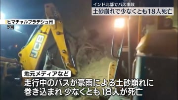 土砂崩れにバス巻き込まれ…18人死亡　インド北部