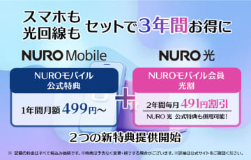 NUROモバイル、新規/MNPとNURO光の契約で月額491円割引特典を開始