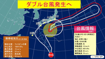 【ダブル台風発生へ】台風「22号」に続き、今夜までに「23号」発生か　三連休の天気に影響も