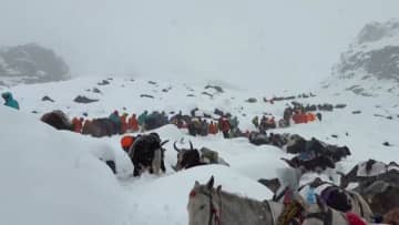 エベレストで登山客ら約900人、一時立ち往生　猛吹雪のため