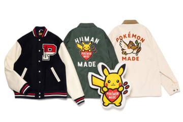 ヒューマンメイド×ポケモン“ハートロゴ”を抱えるピカチュウTシャツやジャケット、クッションも