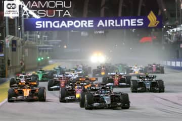 【F1カメラマン熱田護の「気合いで撮る！」】第118回：メルセデスのラッセル選手が見事なポールトゥウィン!! 暑さとも戦った夜のシンガポールGP