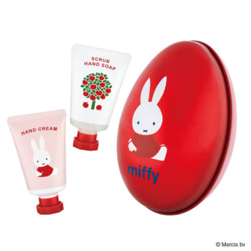 ミッフィー、りんごの香りの保湿ケアグッズが登場！　スクエア缶付きのバスセットはギフトにもぴったり