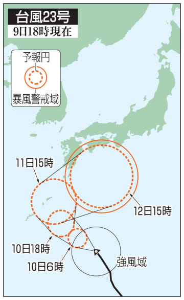 台風23号、奄美に接近の恐れ　暴風警戒、沖縄も注意を