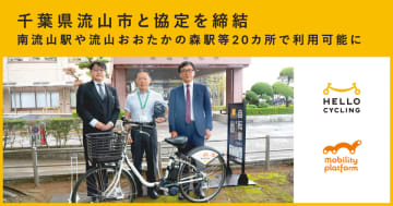 千葉県流山市と「シェアサイクル事業に関する基本協定」を締結しHELLO CYCLINGのステーションを設置　～南流山駅や流山おおたかの森駅等、20カ所で利用可能に～