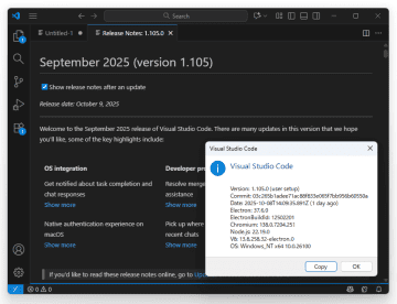 「Visual Studio Code」2025年9月更新 ～MCPマーケットプレイスを実験的に追加／AIマージ解決や「GPT‑5-Codex」「Claude Sonnet 4.5」対応も含んだv1.105.0が公開