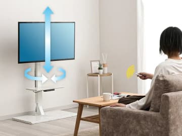 テレビの向きと高さ調整できる電動昇降スタンド
