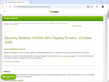 NVIDIA製GPUドライバーに8件の脆弱性、最大深刻度は「High」／修正版がリリース