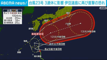 台風23号 3連休に影響 伊豆諸島に再び直撃の恐れ