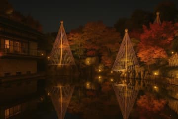 東京・目白庭園「秋の庭園ライトアップ」紅葉が水面を染める幻想的な"鏡映し"