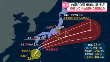 台風23号　奄美大島に最接近、あさって伊豆諸島に最接近か…暴風や大雨などに厳重な警戒を