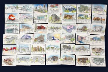 万博のパビリオン７３館、スケッチで制覇「心躍る半年間だった」