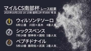 【マイルCS南部杯結果速報】ウィルソンテソーロが4馬身差の圧勝でJpnⅠ・2勝目！　2着は初ダートのシックスペンス