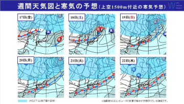週間天気　土日は発達する低気圧が通過して荒れた天気！週明けは西高東低となって寒気が流れ込み北海道～関東は気温大幅ダウン