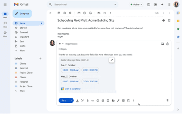 Gmailで個人間のスケジュール調整を代行してくれる機能、Geminiを活用