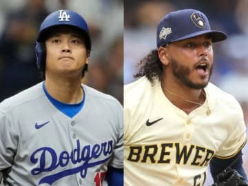 大谷翔平からフルスイングの空振り２三振！ ペラルタの圧巻投球にブルワーズ沸騰「今ポストシーズンでは間違いなくエース級の投球」