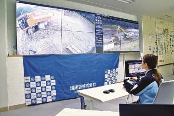スコープ／旭建設（宮崎県日向市）／女性オペレーターが重機を長距離遠隔操縦
