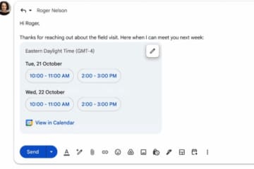 Gmail、Geminiが会議日程を自動調整