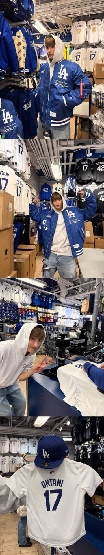 大谷翔平グッズに夢中？SEVENTEEN・ドギョム、ファン心溢れる“LAドジャース愛”SHOTに反響【PHOTO】