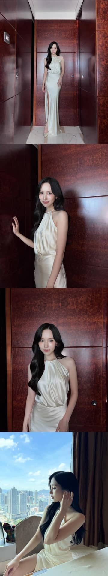 深スリットから太ももあらわ…TWICE・ミナ、圧巻ドレス姿でファン魅了！「心臓耐えられん」【PHOTO】
