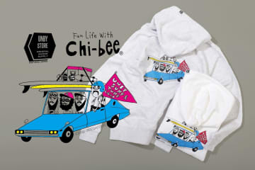 遊び心MAX！UNBY × chi-bee コラボパーカーが発売！ネルソンと仲間たちが「AS2OV」バッグを背負って名車と遊ぶ！