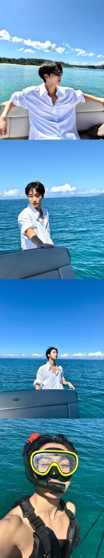 「沖縄来てたの!?」ATEEZ・ソンファ、海が似合う爽やかな白シャツ姿にトキメキ…【PHOTO】