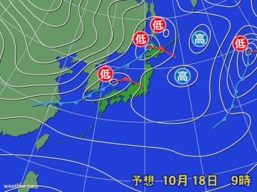 前線を伴った低気圧　ダブルで接近、通過