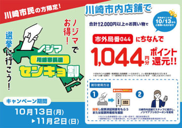 投票で得する！ ノジマが川崎市長選で「センキョ割」再び