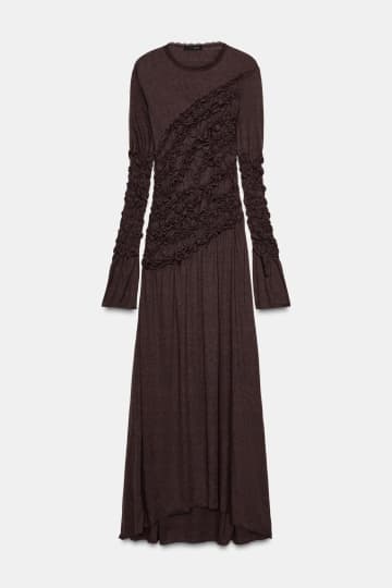 黒よりネイビーより“この色”！【ZARA】1枚で即こなれる！「ブラウンワンピ」