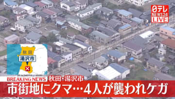 市街地にクマ…4人が襲われけが　秋田・湯沢市