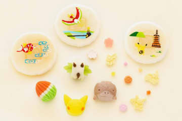 「ポケモン京菓子」ドオーやホウオウの上生菓子＆桜と紅葉が彩るピカチュウの干菓子など、七條甘春堂から