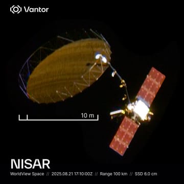 米企業Vantorが自社の衛星で撮影した米印の地球観測衛星「NISAR」の画像を公開