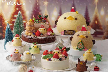 ひよこ型スイーツ「ぴよりん」25年クリスマスケーキ、“サンタ帽ぴよりん”のチョコ尽くしケーキなど
