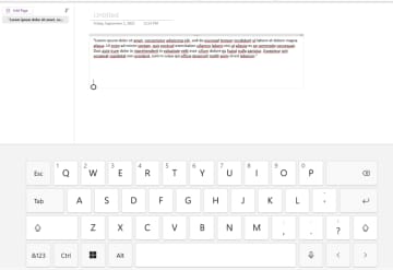 「OneNote」にキーボードレスデバイスでのテキスト入力をすばやく開始できる新機能／キャンバスエリアをタップでタッチキーボードが自動で表示されるように