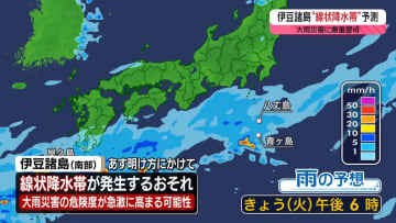 【あすの天気】伊豆諸島で明け方にかけて線状降水帯発生のおそれ