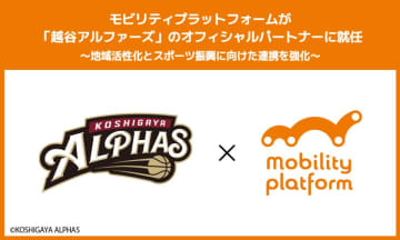 モビリティプラットフォームが「越谷アルファーズ」のオフィシャルパートナーに就任　～地域活性化とスポーツ振興に向けた連携を強化～