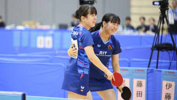 愛知工業大・藤田知子/伊藤詩菜ペア、大逆転勝利で決勝進出　決勝では神戸松蔭大ペアと対戦＜卓球・全日学2025/女子ダブルス準決勝＞
