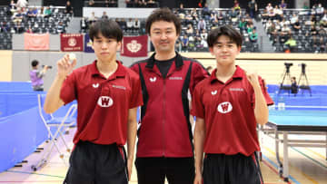 早稲田大・濵田一輝/徳田幹太ペア、愛工大ペア下し2度目の優勝＜卓球・全日学2025/男子ダブルス決勝＞