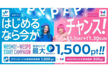 JR西日本、「Wesmo!」「WESPO」で最大1500ポイント還元　新規向けに11月1日～