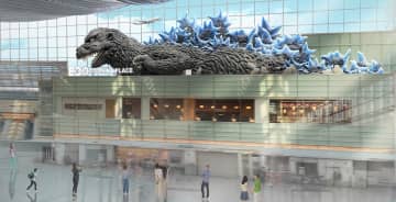羽田空港第3ターミナルに40m級「ゴジラ」襲来。『ゴジラ-1.0』立像も