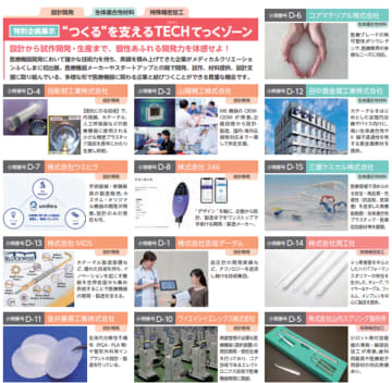 「設計開発」「生体適合性材料」「特殊精密加工」 医療機器の“つくる”を支える技術が集結! 設計から試作・生産まで、一貫した開発力をもつ企業13社がメディカルクリエーションふくしまに初出展 医療機器開発において確かな技術力を持ち、実績を積み上げてきた企業が、特別展示『TECHてっくゾーン』で技術力を披露!