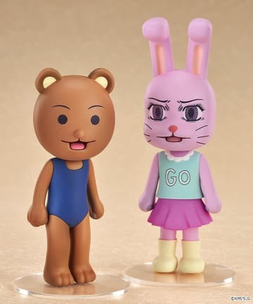「増田こうすけ劇場 ギャグマンガ日和GO」より「クマ吉くん」と「うさみちゃん」がデフォルメフィギュアで登場変態紳士のクマ吉くんと「何その目怖っ」なうさみちゃんを再現