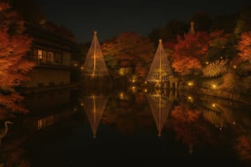 豊島区立目白庭園、紅葉を照らす秋の庭園ライトアップ「TERASU」 三脚が使用可能な“プレオープンカメラマンサービスデー”も