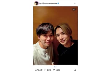 増田貴久、NEWSツアーオフショット公開　サプライズ出演の堂本光一とのツーショットに「ほろ酔い？」
