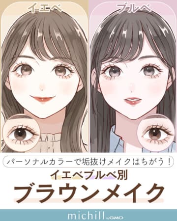 同じブラウンでもイエベとブルベで似合う色は違う！パーソナルカラー別♡運命シャドウ＆メイク
