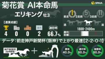 【菊花賞】AIの本命はエリキング　“連対率80.0%”データの後押しでラスト一冠獲りへ