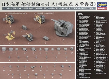 ハセガワ、ディテールアップパーツ「日本海軍 艦船装備セット A （機銃＆光学兵器）」再販分を本日出荷開始！