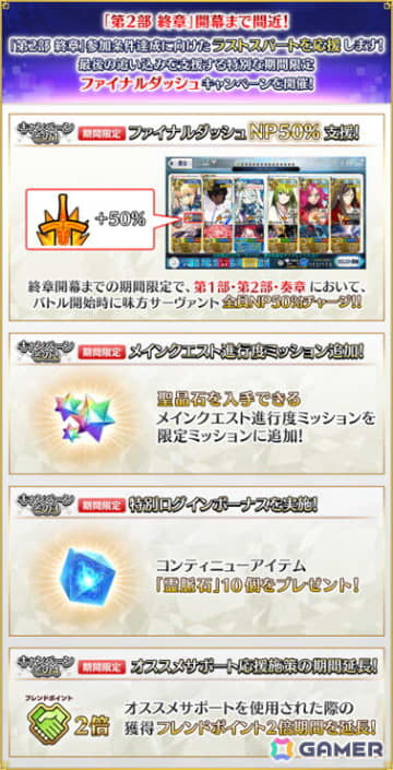 「FGO」第2部 終章間近！ファイナルダッシュキャンペーンが開催！近藤勇、土方歳三、ら英霊星行の北海道・東北ブロック全14種も登場