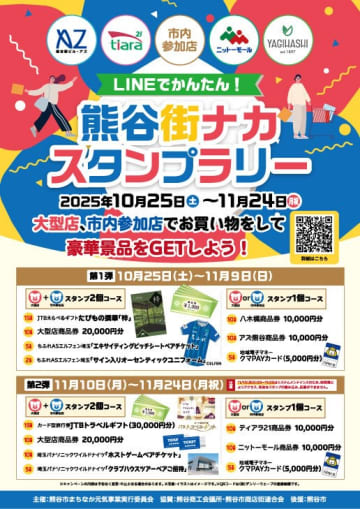 【埼玉県】LINEで超簡単！熊谷の街ナカでスタンプラリー開催！デンキチ熊谷本店ほか200店舗以上参加、豪華賞品が当たる！